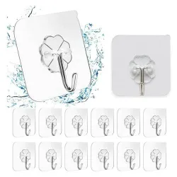 10 Pcs Transparent Adhesive Wall Hook Set